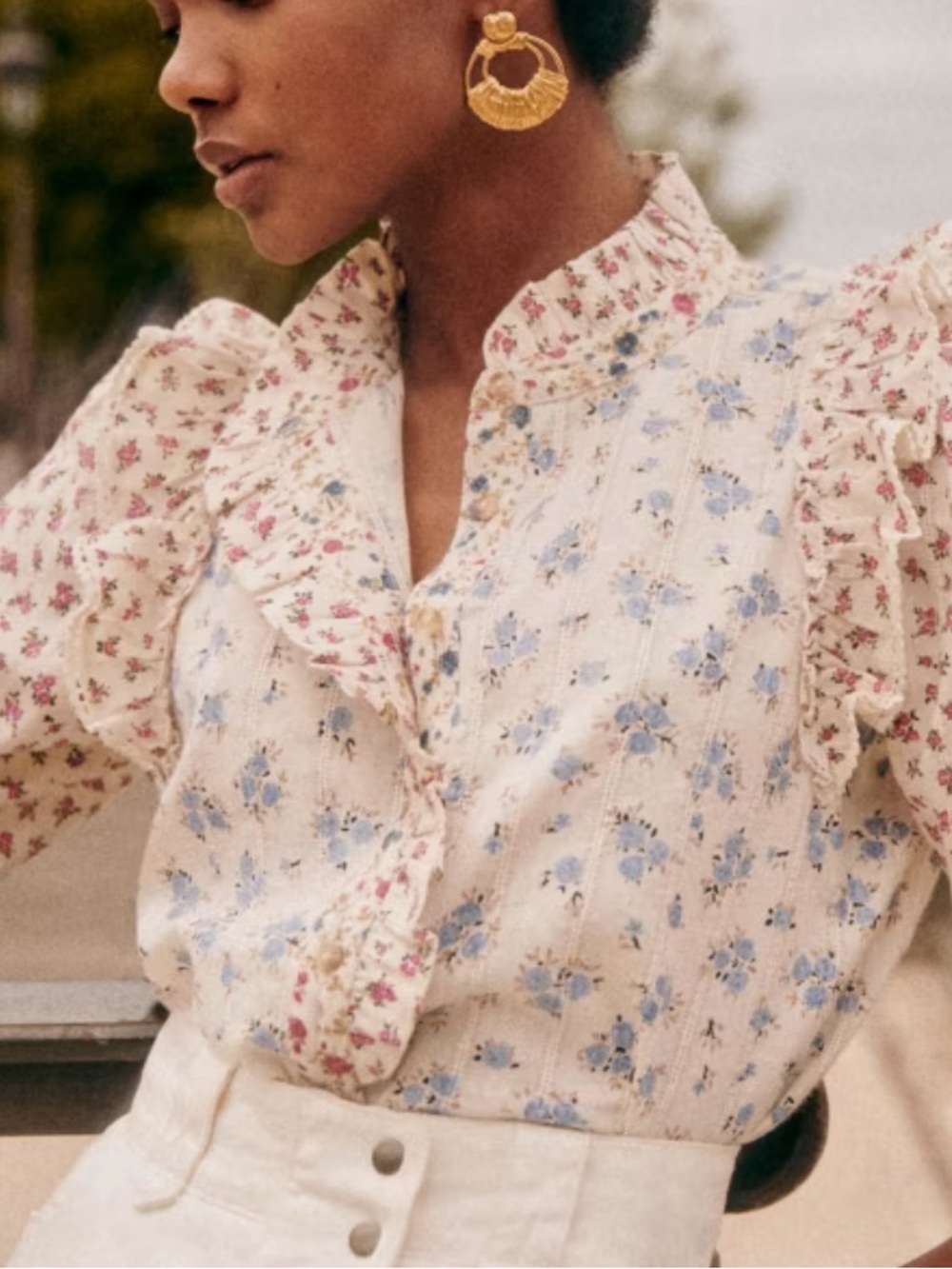 Sezane Chlo Shirt with floral print 6 - Picture 2 of 2